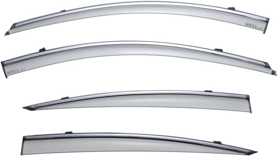 WellVisors Window Visors Wind Deflectors Compatible with Acura 2009-2014 TL Sedan with Chrome Trim Rain Guards 3-847AC006