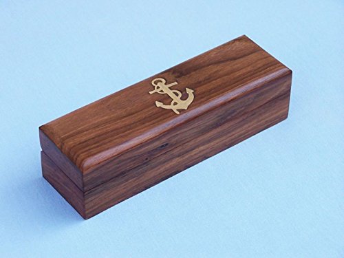 Image of Hampton Nautical K-236-AC Antique Copper Boatswain (Bosun) Whistle 5 Inch with Rosewood Box- Nautical Whistle- Antique Copper Boatswain