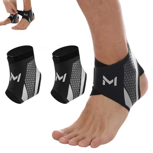2-Pack Ankle Brace for Men Women Adjustable Lace up Ankles Sock Ankle Stabilizer with Straps for Basketball Sports Stability (Grey)