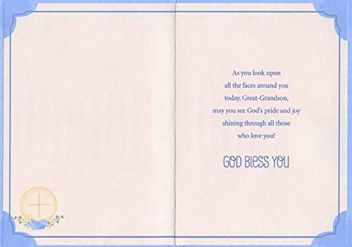 Designer Greetings Cross, Vines And Blue Bird 1St / First Communion Card For Great-Grandson #TOP1
