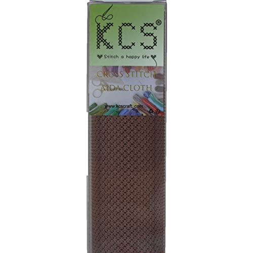 Image of KCS 3 pc of 15 inch x 18 inch Counted Cross Stitch Cotton Aida Cloth Needlework Fabric (Brown, 14CT)
