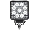 Buyers Products 1492217 Square Clear LED Flood Light, Nine LED, 1755 Lumens, Water and Dust Resistant, Stud Mount, 18