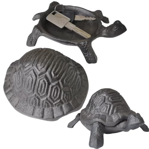 Cast Iron Turtle Key Hider - Outdoor Hidden Key Holder,