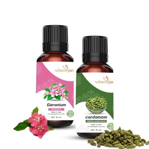 Image of Pure Combo Of 2 Essential oil For Hair & Skin Natural Therapeutic Grade & Undiluted Oil 15ML (Geranium-Cardamom)