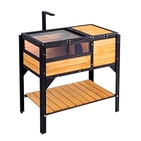 VEVOR Schildkrötenhabitat, Schildkrötenhaus aus Holz für drinnen und draußen, Schildkrötengehege mit Lichtständer, Reptiliengehege Kleintierkäfig mit Standbeinen für Gecko, Eidechse, Schlange