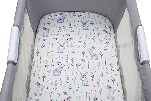 Bassinet Fitted Sheets 4 Pack For Baby Girl, Soft Stretchy Universal Knitted Sheet For Oval Rectangle Hourglass And Bassinet Mattress, Deer, Elephant, Rabbit And Squirrel Printing #TOP7