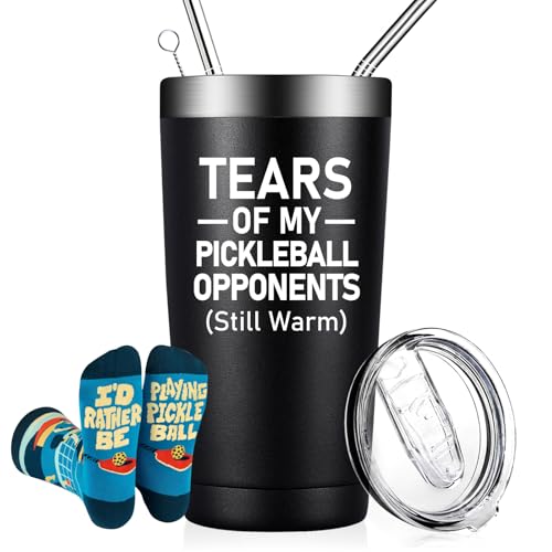 DOEARTE Pickleball Gifts for Men - Tears of My Pickleball Opponents - Gifts for Pickleball Lovers - Great Pickle Ball Gifts on Christmas, Birthday - 20oz Insulated Tumbler