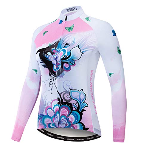 Women's Cycling Jersey Long Sleeve Bike Jacket Biking Shirt Bicycle Clothing Breathable Butterfly