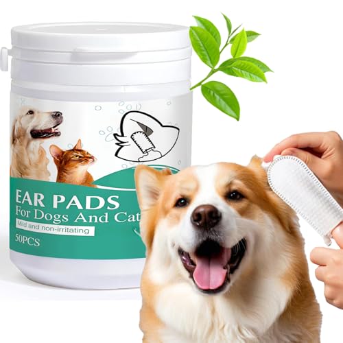 Image of Ear Cleaner Finger Wipes for Dogs & Cats - 50 Count Grooming Kit Care, Soft Disposable Otic Cleaning Pads, Gently Remove Wax, Dirt & Odor, Relieve Itching, Non-Irritating Pet Ear Care