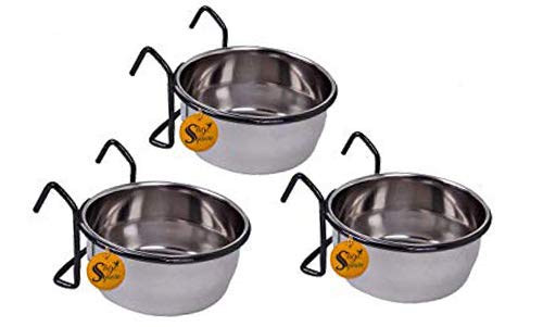 Sage Square Rustproof Stainless Steel Cage Food, Seed, Water Feeder Cum Bowl with Holder clamp for Birds (250ml) (Pack of 3) (B08CZHF58G) Amazon Price History, Amazon Price Tracker