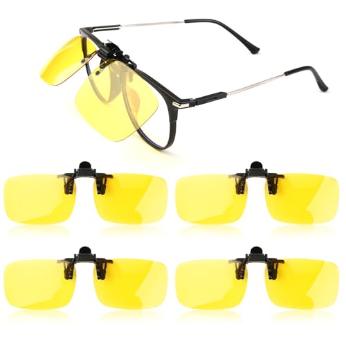 Image of Clip on Polarized Night Vision Driving Glasses Flip up Sunglasses UV-400 to Wear Over Glasses for Night Driving