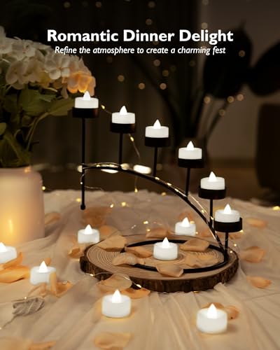 Image of BEICHI Flameless Candles, 100Pack Battery Operated Candle, LED Tea Lights Candle Battery Operated, Flickering Fake Votives for Wedding Halloween Christmas Diwali- Pure White Light