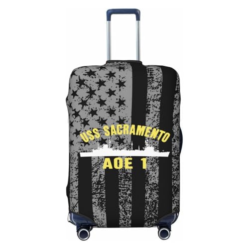 USS Sacramento AOE-1 Travel Luggage Cover Suitcase Protector Fits 22-25 Inch Case(Black,M)