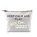 JXGZSO Funny Mahjong Bag Keep Calm And Play Mahjong Cosmetic Bag Mahjong Pouch Gift For Mahjong Fans