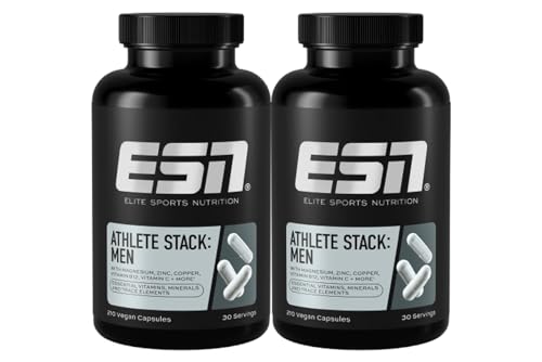 ESN Athlete Stack Men, 2 x 210 Kapseln, alle essentiellen Vitamine und Mineralstoffe, vegan - made in Germany
