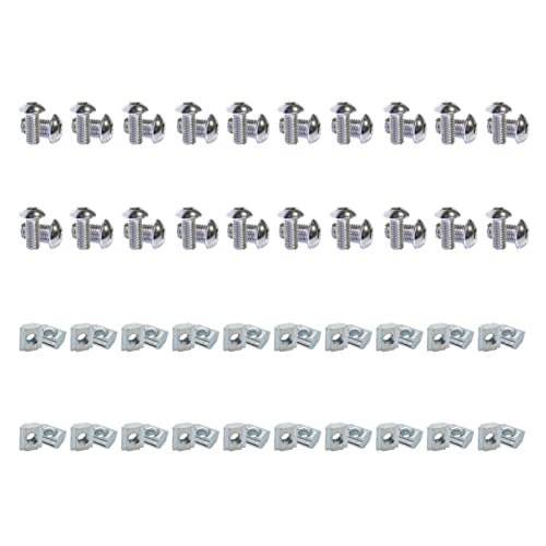 BLCCLOY 1010 Series Aluminum Extrusion Profiles Fastener T-Solt Nuts and Bolts, 40pcs 10 Hardware Slide Nuts Hex Screw for 1 Inch x 1 Inch Aluminium Extruded Profil Rail