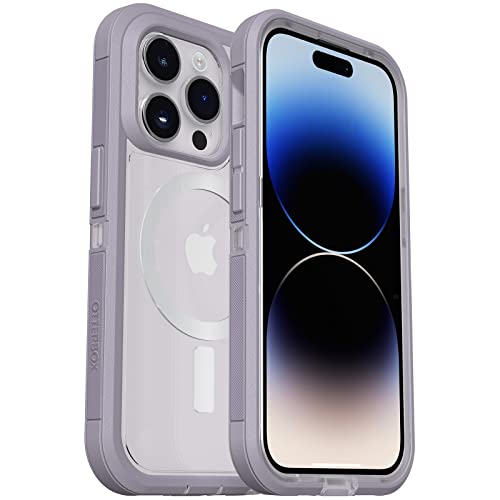 OtterBox iPhone 14 Pro Max (ONLY) Defender Series XT Case - Lavender Sky (Purple/Clear) screenless Rugged Snaps to MagSafe Lanyard Attachment