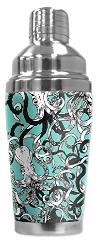 Mugzie Max 20 Ounce Stainless Steel Cocktail Shaker - Martini Shaker With Wetsuit Cover - Octopus #TOP20