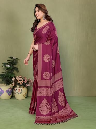 Image of Amazon Brand - Tavasya Womens Blocked Printed Daily Wear Chiffon Georgette Saree With Blouse With Blouse