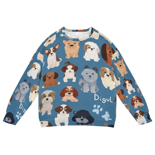 Plaaee Boys Girl Sweatshirts Pullover Cute Dog and Puppy Set Toddler Crewneck Winter Long Sleeve Tops Shirts for Kids 4T
