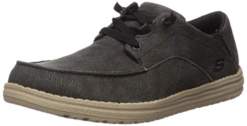 Skechers Men's MELSON-VOLGO Canvas Slip ON Moccasin, Black, 12 Medium US