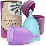 Ecoblossom Coppette mestruali riutilizzabili a prova di perdite - Silicone di grado medicale, sostenibili, ecocompatibili, con custodia. Confezione da 2 coppette mestruali grandi, capacità 30 ml