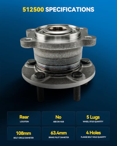 Image of PHILTOP 512500 AWD Rear Wheel Bearingl Hub Assembly for Escape, MKC
