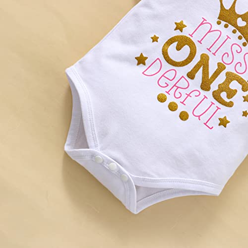 Lyqtloml Baby Girl 1St Birthday Cake Smash Toddler Girl Miss Onederful Cotton Romper Onesie Tutu Skirt With Crown Headband Clothes Set 4Pcs Colorful One Year Old Girls Summer Dress Clothes Gift 1St #TOP4