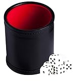 Dice Cup with 5 Poker Dices, Felt Lined Professional Dice Cup for Party Bar KTV and Casino/Yahtzee...