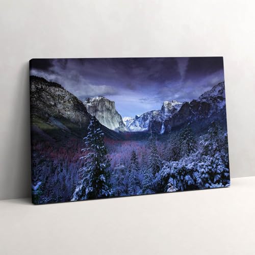 Peinture murale grand tableaux paysage d'hiver finition art 60x40