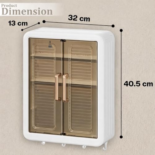 Image of Bathroom Organiser | Wall Mounted Storage Cabinet for Bathroom & Kitchen Essentials, Skincare & Makeup | Organizer Cabinet for Home (White)