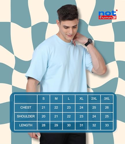 Image of Not Funny 280 GSM Pure Organic Cotton Oversized t Shirts for Men | Drop Shoulder Tshirt for Men & Boys (Available in Black, Blue, Beige,Orange & White)