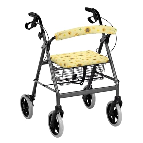 Image of Soft Universal Walker Seat Covers, Sunflower Adjustable Rollator Backrest and Seat Covers, Accessories for Seniors Women Men
