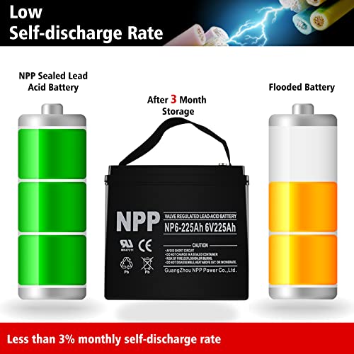Npp Np6-225Ah (2 Pcs) 6V 225Ah Golf Cart Battery, Agm Rechargeable Battery, Replace V6-225,Pallet Jack, Ideal For Solar Setup, Trolling Motor, Rv thumb #3