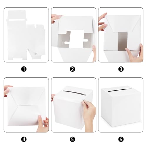 Image of Hooqict White Card Box with Slot 9.1 inch Wedding Grad Gift Card Box Holder for Party Reception, Graduation, Birthday, Retirement, Bridal or Baby Shower, Raffle Ticket Money Envelope