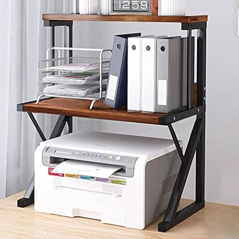 aboxoo Printer Stand 3 Tiers Organizer Shelves Large Size High Capacity Storage Desk Shelves for Home Office Printer Fax Book Heavy Duty Rack Cover