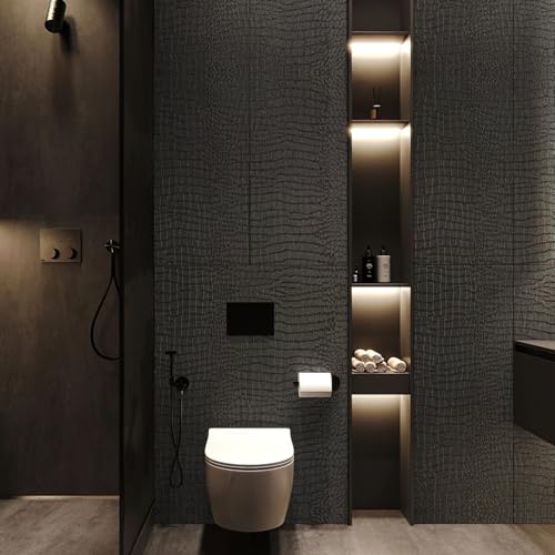 Zeeko Black Crocodile Peel and Stick Wallpaper 17.3 X 394