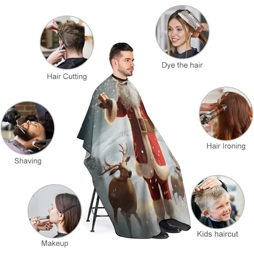 Capa para corte de cabello navideña Santa Claus para adultos miniatura 3