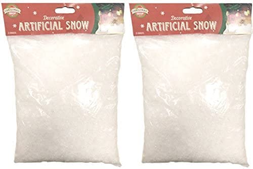 WHITE HILL 2 x 140g Bags Artificial Snow Fake Snow Flakes for Christmas Tree Decoration, Village Displays - Sparkling Dry Plastic Snow for Holiday Decor and Winter Displays