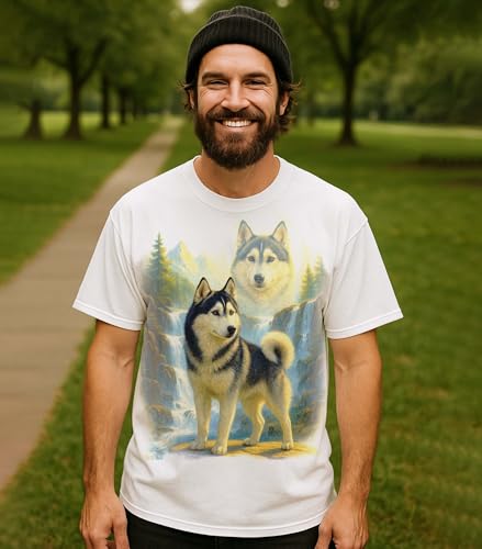 White Tshirt for Dog Mom & Dad -100% Cotton - Dogs in Nature Graphic Tees for Men & Women3