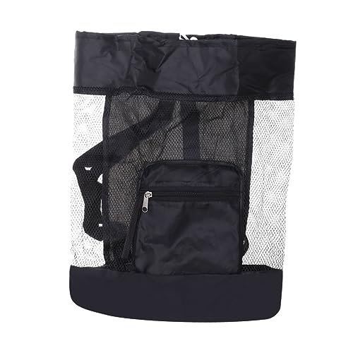 BESPORTBLE Mesh Backpack Beach Tote Bag Foldable Storage for Shells Design for Teens Black for Swimming Outdoor Activities