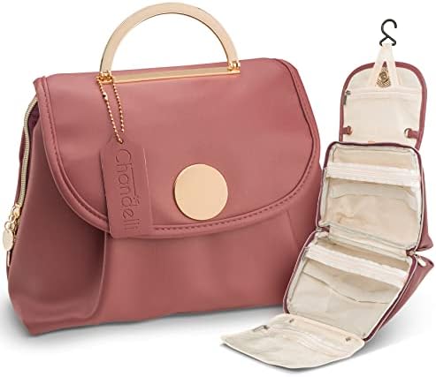Chandelli Travel Toiletry Bag for Women for Travel Size Toiletries, Perfect Gifts for Mom, Coolest Gifts for Women Who Have Everything, Great Hanging Makeup & Cosmetic Bag Too (Mauve Pink, Medium)