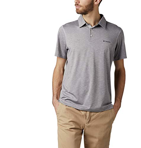 Columbia Men's Tech Trail Polo Shirt W/Wicking Fabric & UPF 50, Cool Grey, 6X