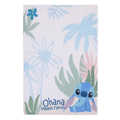 Image of Disney Stitch Ohana Means Family Blue, Green, and White Super Soft Photo Op Baby Blanket