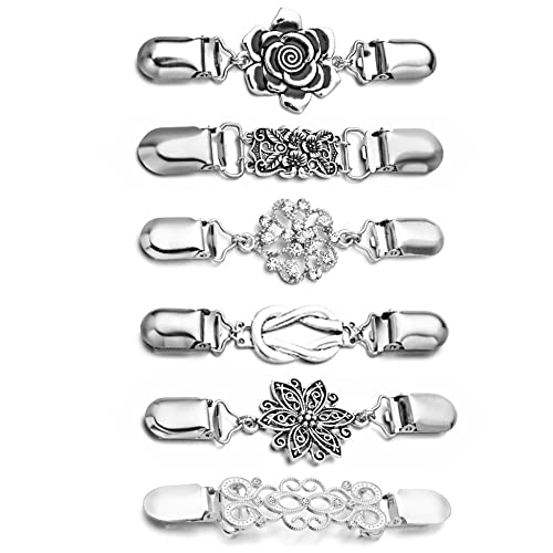 6 Piezas Pinza De Suéter, Clips De Broche, Clips De Rebeca Vintage Para, Clip Sueter Duckbill para Blusa, Chal, Vestidos, Bufandas, Chaquetas (Plata) Cover