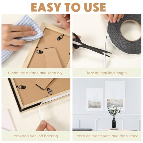 Image of Tatuo 2 Rolls Double Sided Foam Tape PE Foam Tape Sponge Soft Mounting Adhesive for DIY Craft Picture Poster Hanging(1 /4 Inch by 33 Feet,Black)