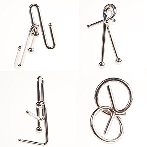 Large Metal Puzzle 4-Pack Mental Brainteaser #1 by uPuzzled