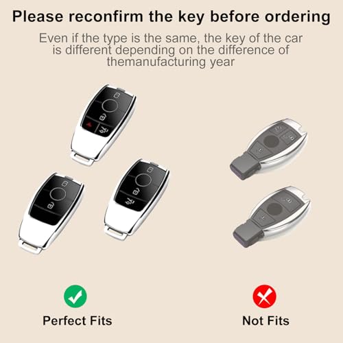 Vicoca for Mercedes Benz key fob cover with Diamond Heart Keychain, Car Accessories TPU for 2019-2021 A-Class C-Class G-Class 2017-2020 E-Class S-Class, Silver Purple by Vicoca - Used condition - Image 4