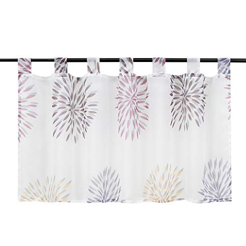 ESLIR Window Curtain Modern Bistro Curtain Kitchen Curtains Transparent Curtains with Loops Short Curtain Voile Circle Pattern Pack of 1 - Image 2