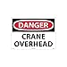 NMC D425AD OSHA Sign, Legend "DANGER - CRANE OVERHEAD", 28" Length x 20" Height, Aluminum, Black on White